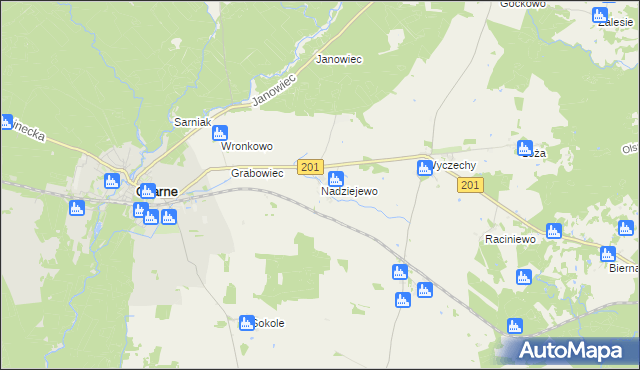 mapa Nadziejewo gmina Czarne, Nadziejewo gmina Czarne na mapie Targeo