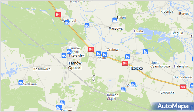 mapa Nakło gmina Tarnów Opolski, Nakło gmina Tarnów Opolski na mapie Targeo