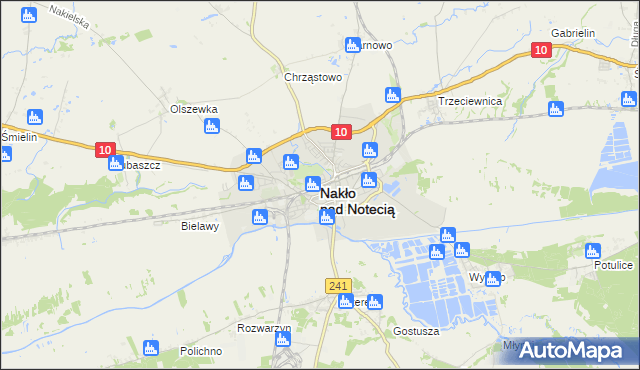 mapa Nakło nad Notecią, Nakło nad Notecią na mapie Targeo