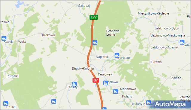 mapa Napierki, Napierki na mapie Targeo