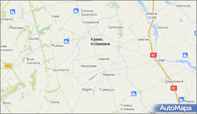 mapa Napole gmina Kijewo Królewskie, Napole gmina Kijewo Królewskie na mapie Targeo