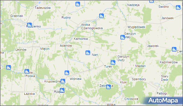 mapa Nart gmina Jakubów, Nart gmina Jakubów na mapie Targeo