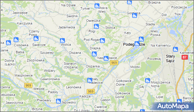 mapa Naszacowice, Naszacowice na mapie Targeo