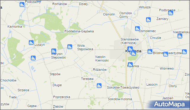 mapa Natolin Kiernoski, Natolin Kiernoski na mapie Targeo