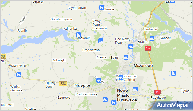 mapa Nawra gmina Nowe Miasto Lubawskie, Nawra gmina Nowe Miasto Lubawskie na mapie Targeo