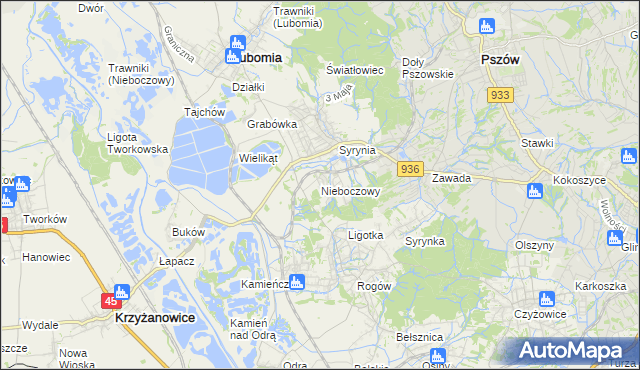 mapa Nieboczowy, Nieboczowy na mapie Targeo