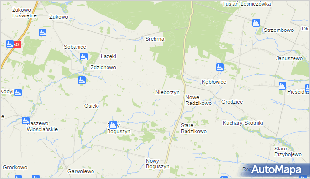 mapa Nieborzyn gmina Czerwińsk nad Wisłą, Nieborzyn gmina Czerwińsk nad Wisłą na mapie Targeo