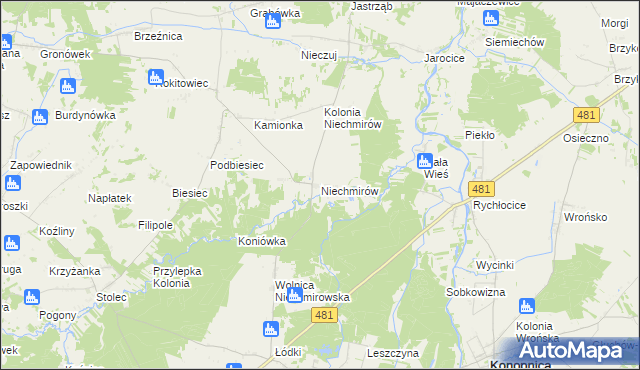 mapa Niechmirów, Niechmirów na mapie Targeo