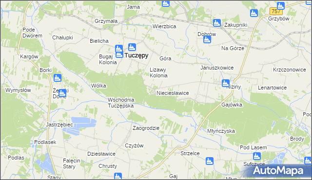 mapa Nieciesławice, Nieciesławice na mapie Targeo