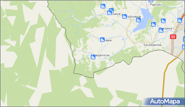 mapa Niedamirów, Niedamirów na mapie Targeo