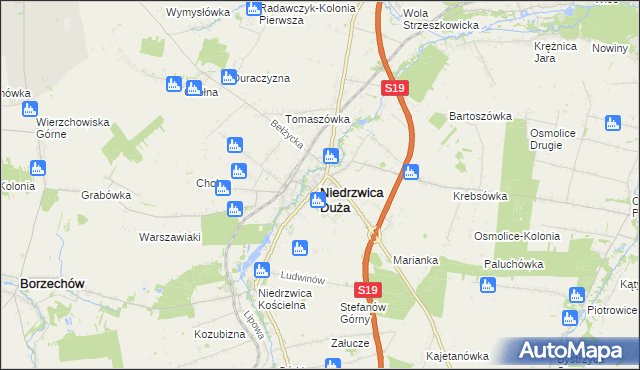 mapa Niedrzwica Duża, Niedrzwica Duża na mapie Targeo