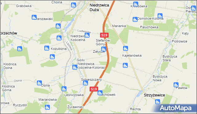 mapa Niedrzwica Kościelna-Kolonia, Niedrzwica Kościelna-Kolonia na mapie Targeo