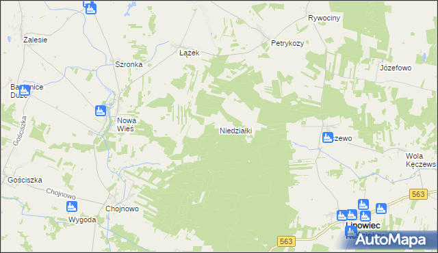 mapa Niedziałki gmina Kuczbork-Osada, Niedziałki gmina Kuczbork-Osada na mapie Targeo