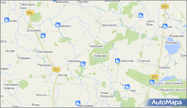 mapa Niedziały gmina Srokowo, Niedziały gmina Srokowo na mapie Targeo