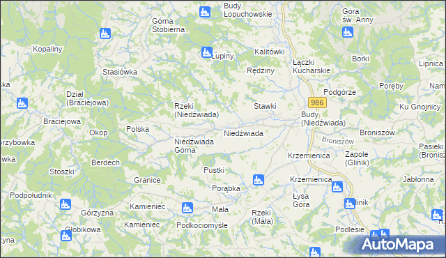 mapa Niedźwiada gmina Ropczyce, Niedźwiada gmina Ropczyce na mapie Targeo