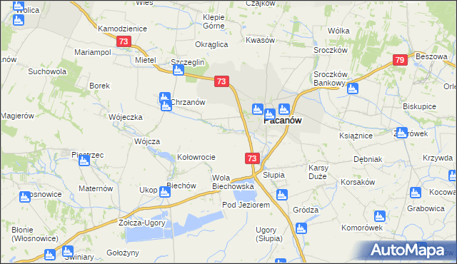 mapa Niegosławice gmina Pacanów, Niegosławice gmina Pacanów na mapie Targeo