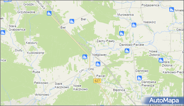 mapa Niegowiec, Niegowiec na mapie Targeo