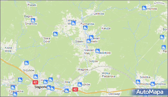 mapa Niekłań Mały, Niekłań Mały na mapie Targeo