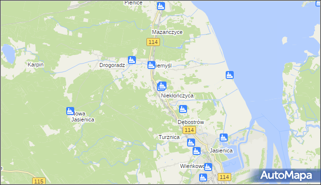 mapa Niekłończyca, Niekłończyca na mapie Targeo