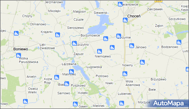 mapa Niemojewo gmina Choceń, Niemojewo gmina Choceń na mapie Targeo