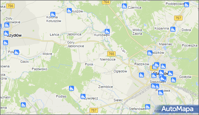 mapa Niemścice, Niemścice na mapie Targeo