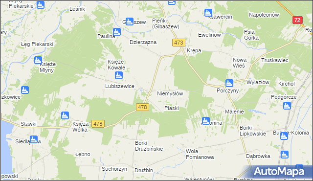 mapa Niemysłów, Niemysłów na mapie Targeo