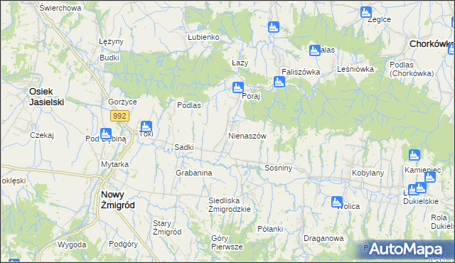 mapa Nienaszów, Nienaszów na mapie Targeo