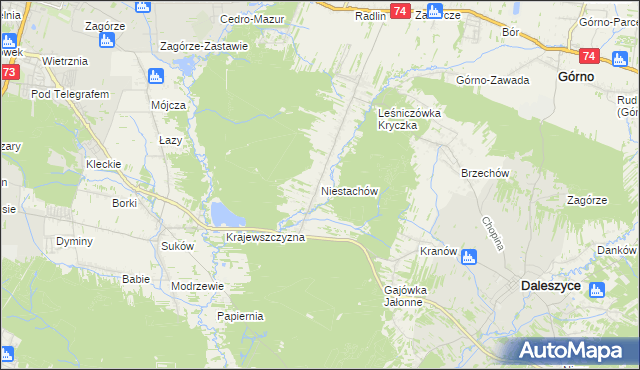 mapa Niestachów gmina Daleszyce, Niestachów gmina Daleszyce na mapie Targeo