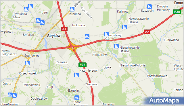 mapa Niesułków, Niesułków na mapie Targeo