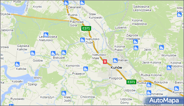 mapa Nietulisko Małe, Nietulisko Małe na mapie Targeo