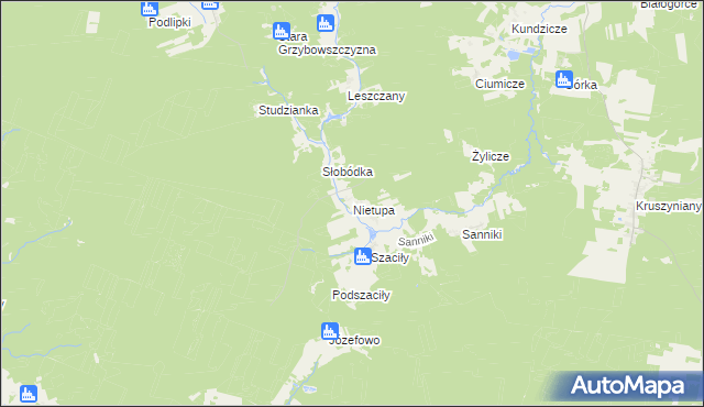 mapa Nietupa, Nietupa na mapie Targeo