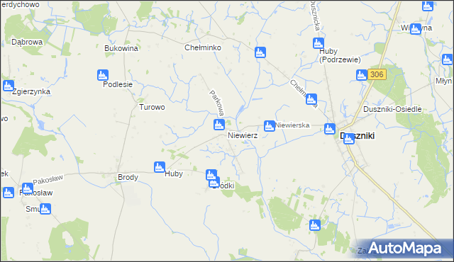mapa Niewierz gmina Duszniki, Niewierz gmina Duszniki na mapie Targeo