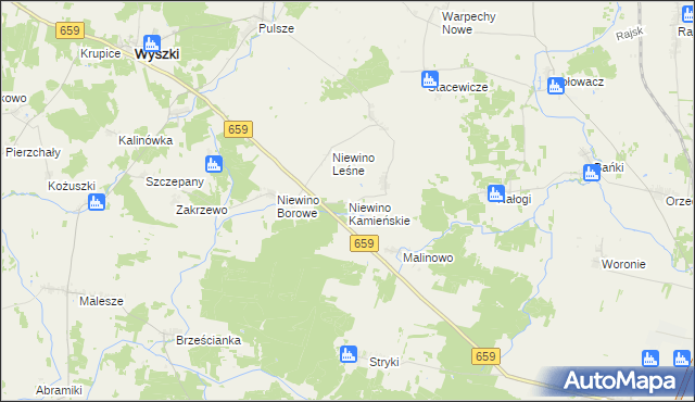 mapa Niewino Kamieńskie, Niewino Kamieńskie na mapie Targeo