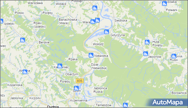 mapa Niewistka, Niewistka na mapie Targeo