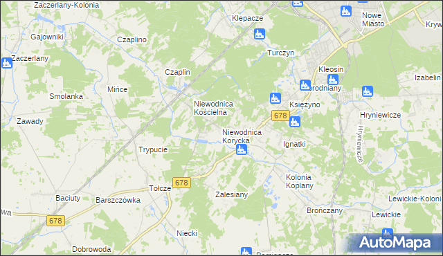 mapa Niewodnica Korycka, Niewodnica Korycka na mapie Targeo