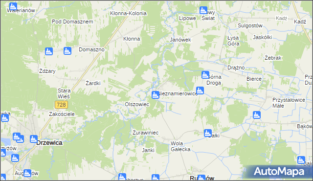 mapa Nieznamierowice, Nieznamierowice na mapie Targeo