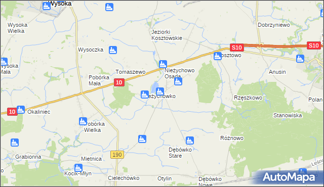 mapa Nieżychowo, Nieżychowo na mapie Targeo