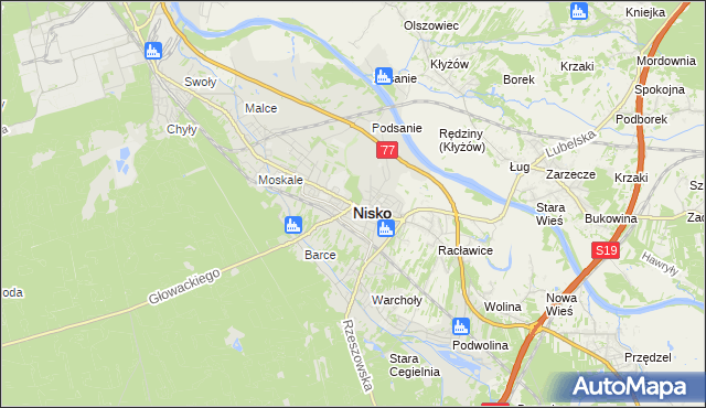 mapa Nisko, Nisko na mapie Targeo