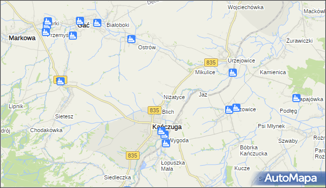 mapa Niżatyce, Niżatyce na mapie Targeo