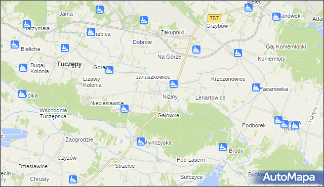 mapa Niziny gmina Tuczępy, Niziny gmina Tuczępy na mapie Targeo