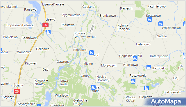 mapa Noć, Noć na mapie Targeo