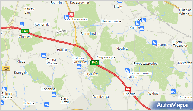 mapa Nogowczyce, Nogowczyce na mapie Targeo