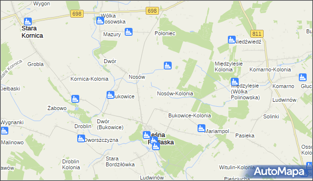 mapa Nosów-Kolonia, Nosów-Kolonia na mapie Targeo