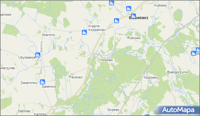 mapa Nosowo gmina Biesiekierz, Nosowo gmina Biesiekierz na mapie Targeo