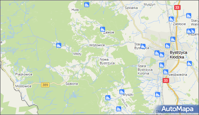 mapa Nowa Bystrzyca, Nowa Bystrzyca na mapie Targeo