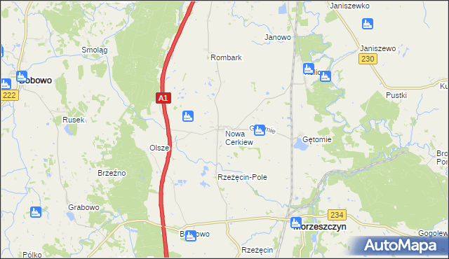 mapa Nowa Cerkiew gmina Morzeszczyn, Nowa Cerkiew gmina Morzeszczyn na mapie Targeo