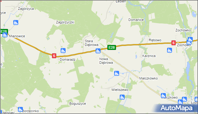 mapa Nowa Dąbrowa gmina Potęgowo, Nowa Dąbrowa gmina Potęgowo na mapie Targeo