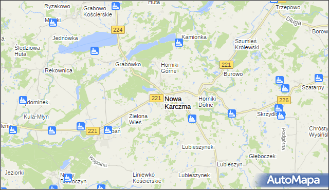 mapa Nowa Karczma powiat kościerski, Nowa Karczma powiat kościerski na mapie Targeo