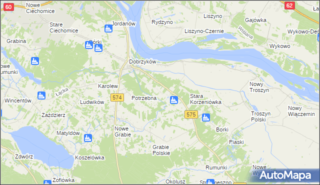 mapa Nowa Korzeniówka, Nowa Korzeniówka na mapie Targeo