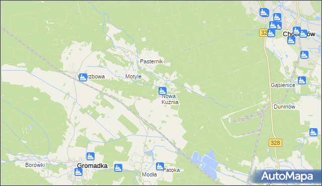 mapa Nowa Kuźnia gmina Gromadka, Nowa Kuźnia gmina Gromadka na mapie Targeo